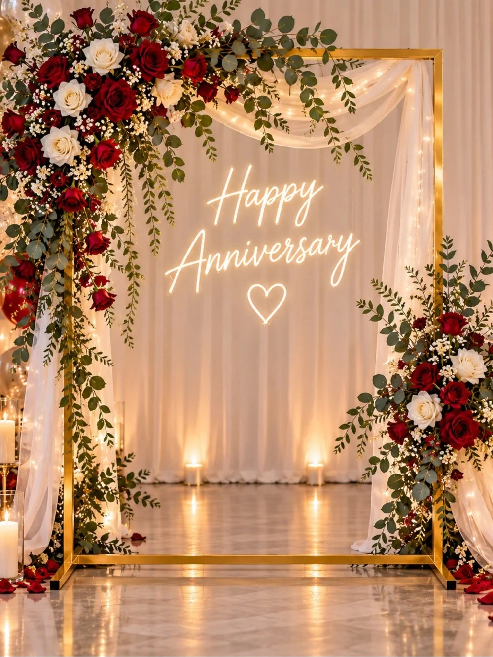 Gold Floral Arch Backdrop 6.6 x 4ft